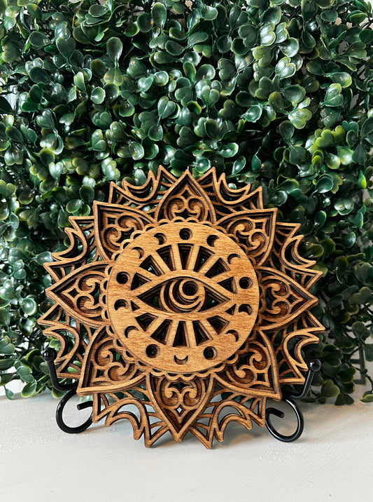 Celestial Eye Layered Wooden Mandala