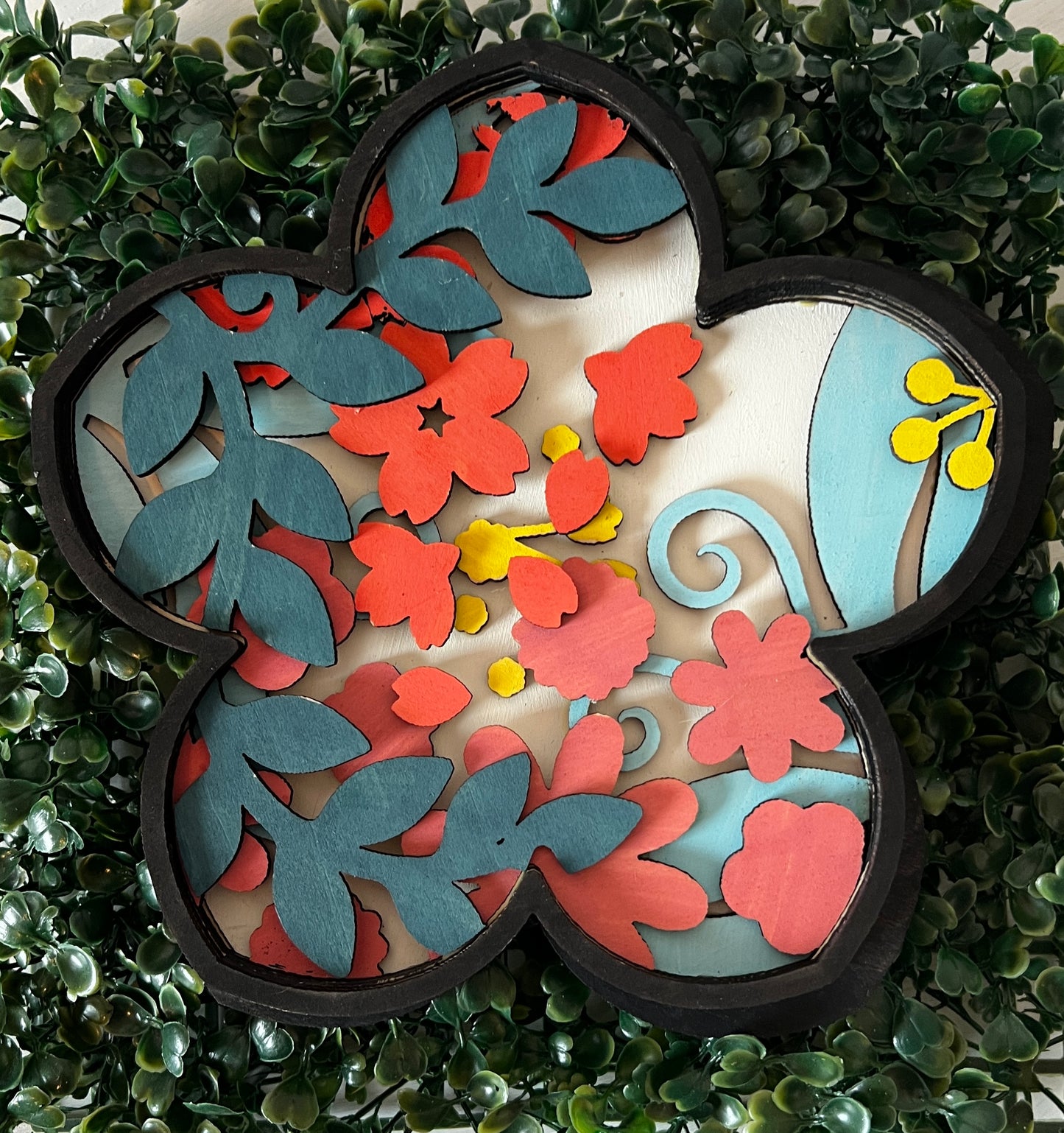 Floral Layered Wood Plaque