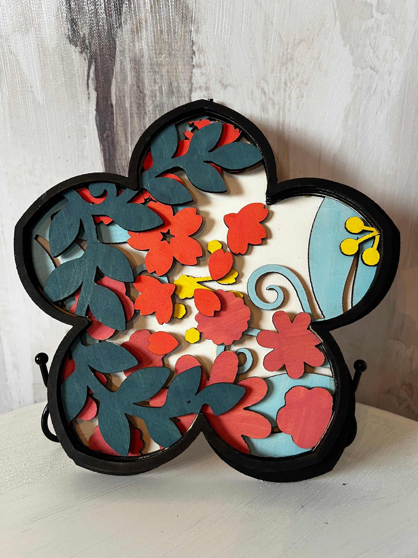 Floral Layered Wood Plaque