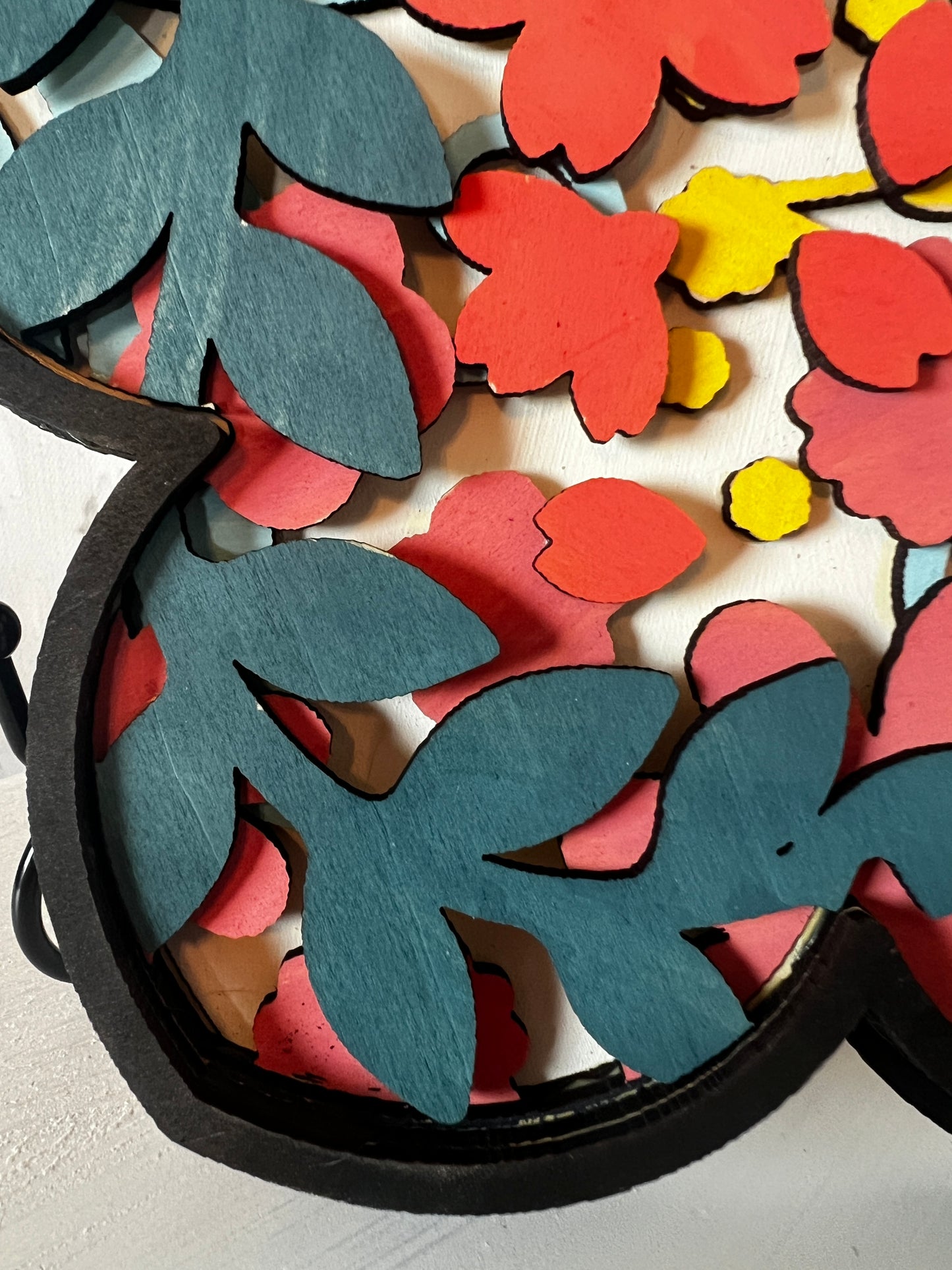Floral Layered Wood Plaque