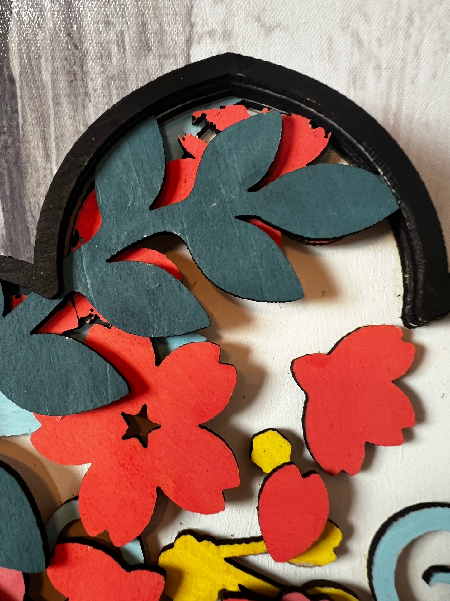 Floral Layered Wood Plaque