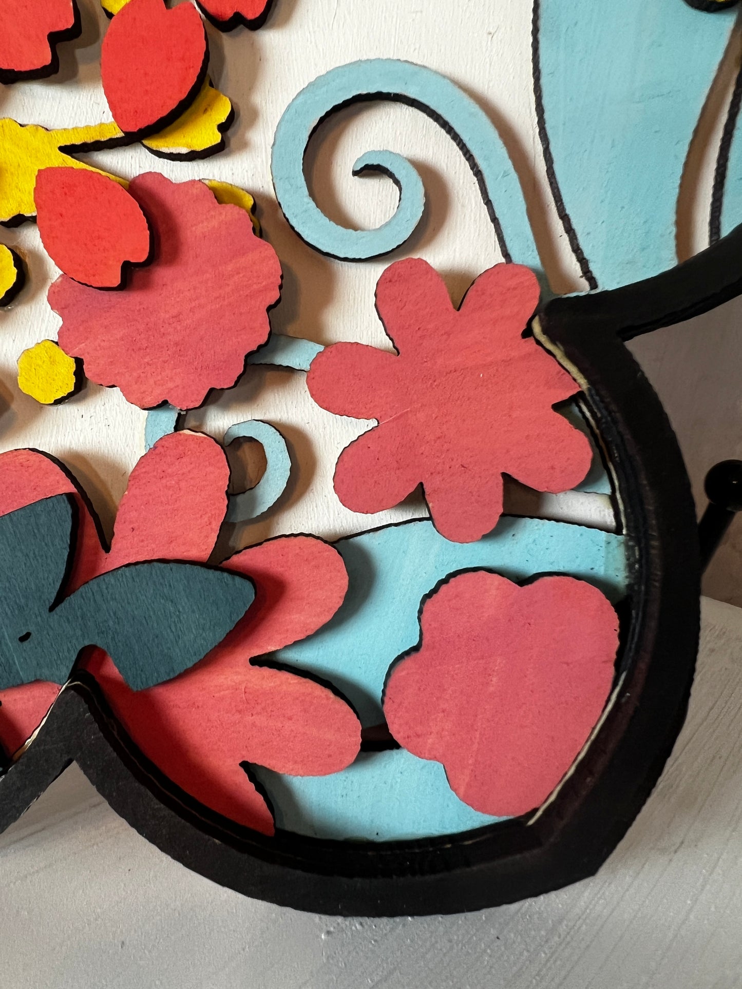 Floral Layered Wood Plaque