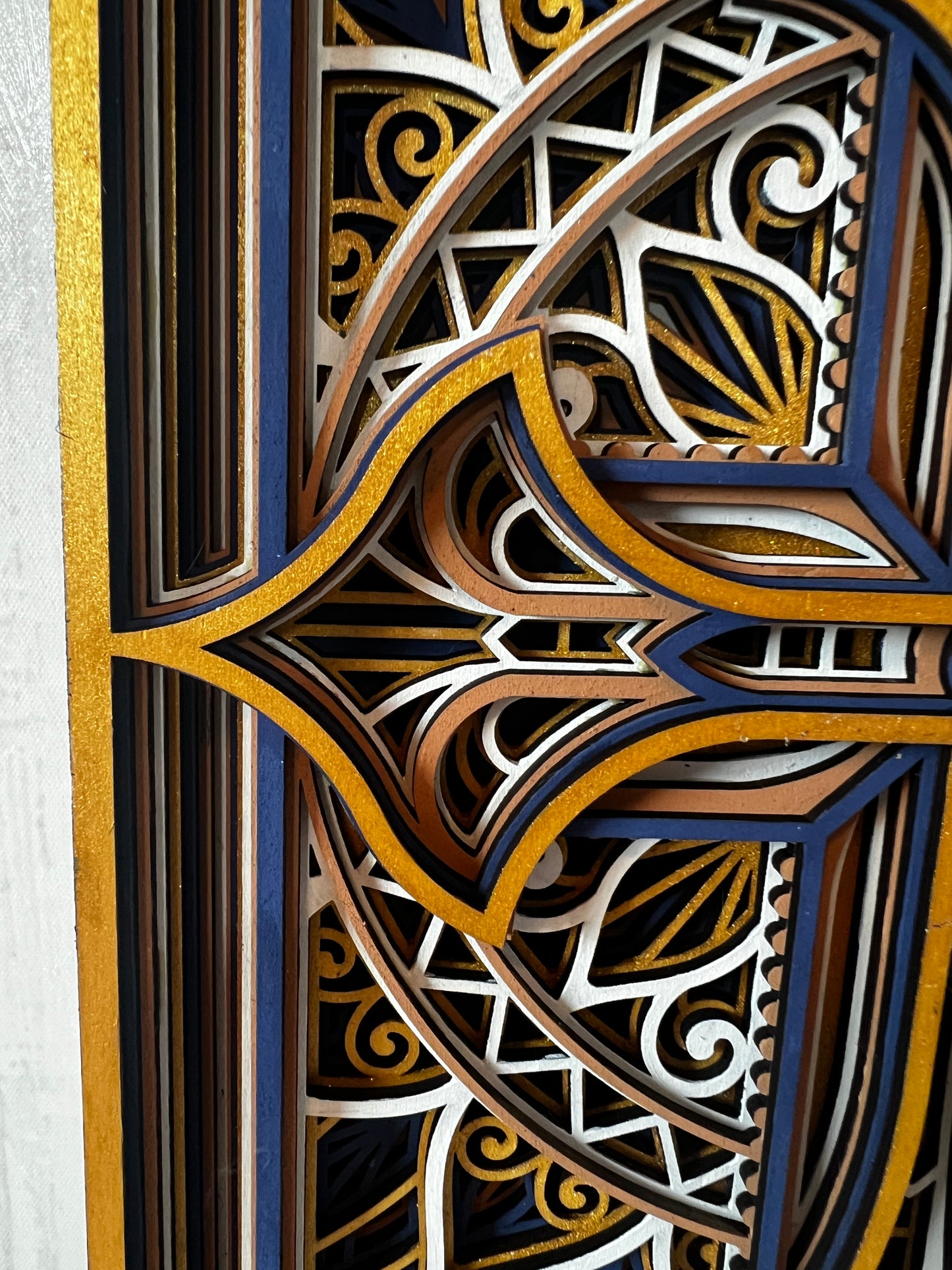 Gold Cross Layered Wood Plaque