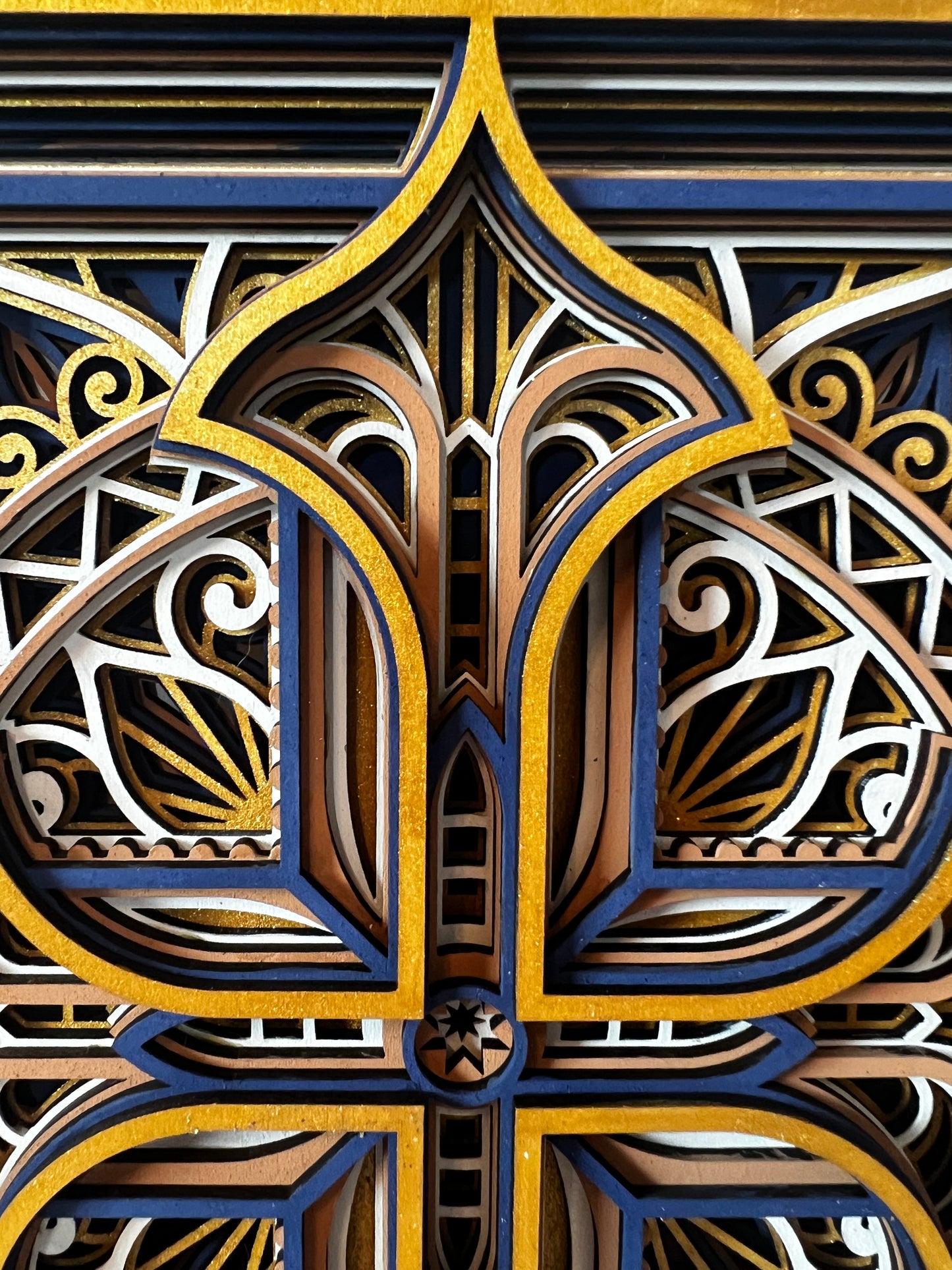 Gold Cross Layered Wood Plaque
