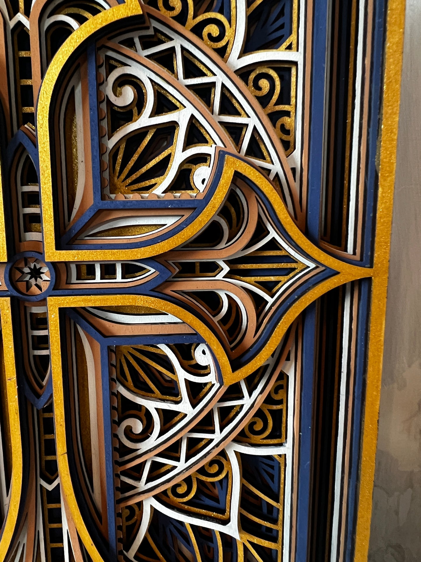 Gold Cross Layered Wood Plaque