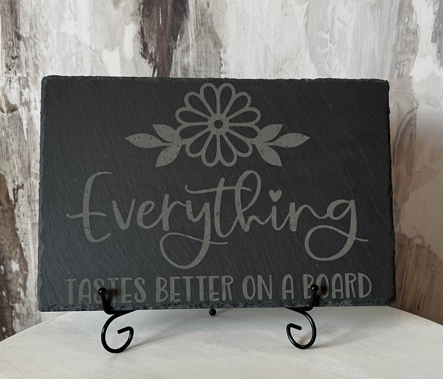 "Everything Tastes Better on a Board" Slate Cheese Board Gift Set