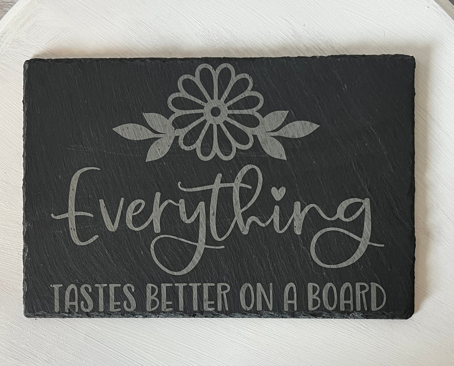 "Everything Tastes Better on a Board" Slate Cheese Board Gift Set