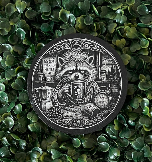 Grumpy Raccoon Coffee Slate Coaster