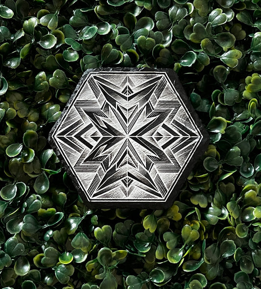 Geometric Mandala Slate Coaster
