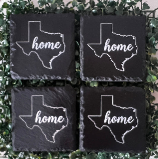 Texas "Home" Slate Coaster Set