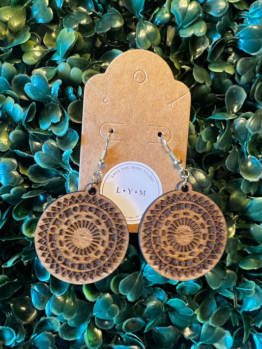 Mandala Wooden Earrings