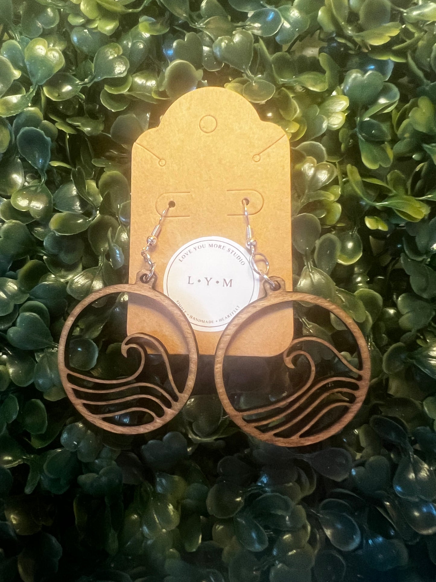 Ocean Wave Wood Earrings