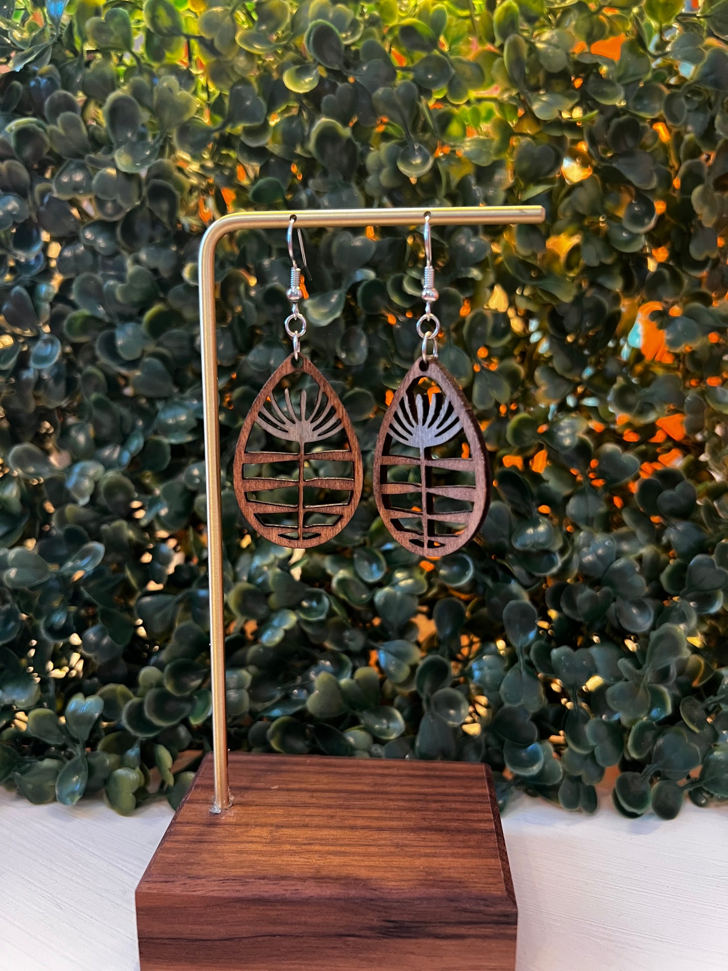 Dandelion Wood Dangle Earrings